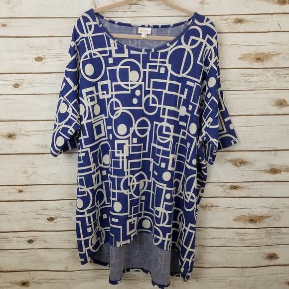 LuLaRoe Tops - ⬇️$39 LuLaRoe PLUS 3x Irma Tunic Top Blue White
